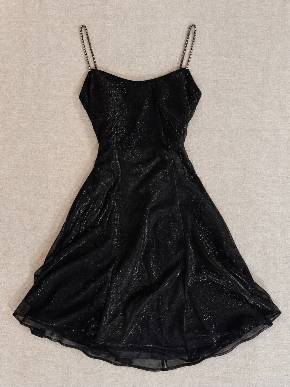 Scott McClintock Black Sparkle Midi Dress with Beaded Straps